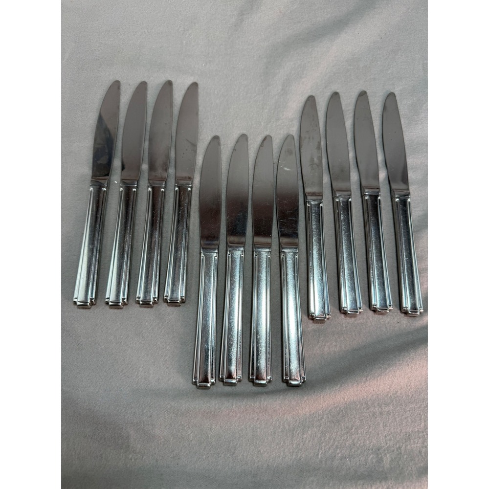 Oneida Etage 12pc Place / Dinner Knives 18/10 Stainless Steel 2529 Post Modern